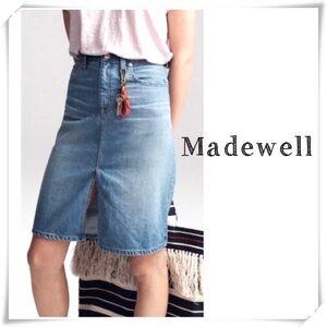Madewell Front Slits Cotton Denim Skirt light wash